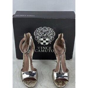 Vince Camuto Silver Heels Size 7.5 Dress Shoes IOB Preowned